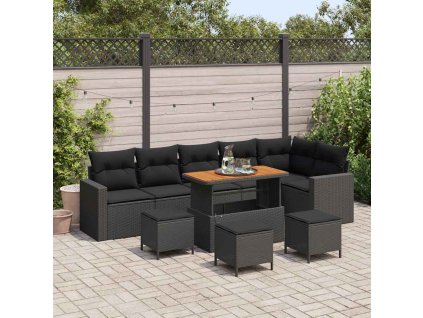 Sada zahradních pohovek 10 pcs Černá polyratan 3361639