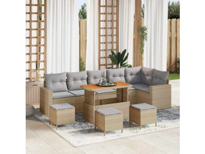 Sada zahradních pohovek 10 pcs Béžová polyratan 3361642