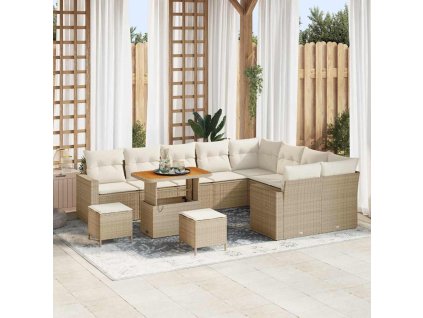 Sada zahradních pohovek 12 pcs Béžová polyratan 3361656