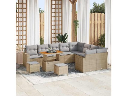 Sada zahradních pohovek 12 pcs Béžová polyratan 3361657