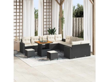 Sada zahradních pohovek s polštářem 13 pcs Černá polyratan 3361670