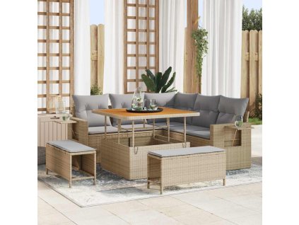 Sada zahradních pohovek s polštářem 8 pcs Béžová polyratan 3361737