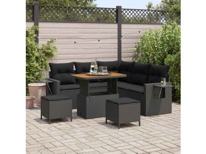 Sada zahradních pohovek s polštářem 8 pcs Černá polyratan 3361744