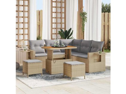 Sada zahradních pohovek s polštářem 8 pcs Béžová polyratan 3361747