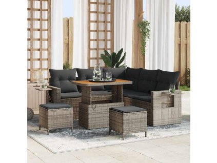 Sada zahradních pohovek 8 pcs Šedá polyratan 3361748