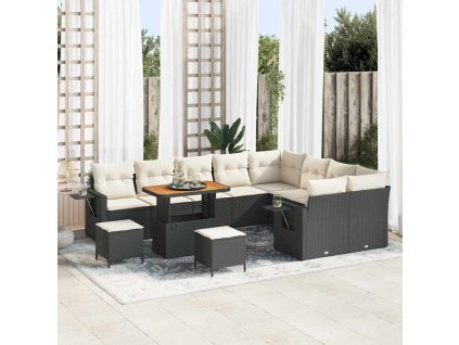 Sada zahradních pohovek 12 pcs Černá polyratan 3361785