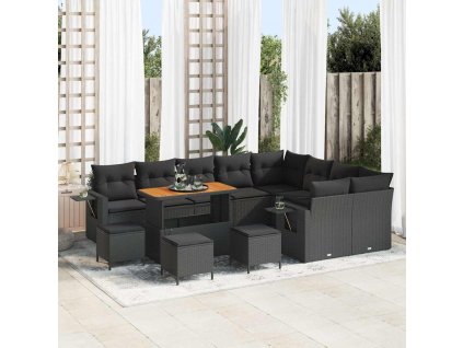 Sada zahradních pohovek 13 pcs Černá polyratan 3361789