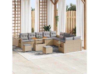 Sada zahradních pohovek 13 pcs Béžová polyratan 3361807