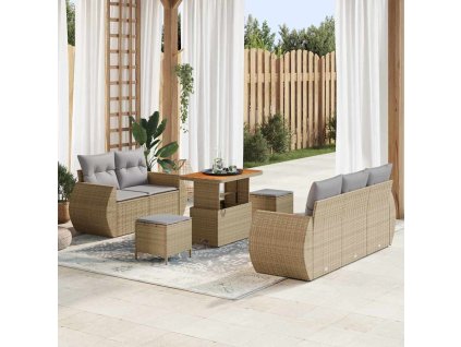 Sada zahradních pohovek s polštářem 8 pcs Béžová polyratan 3361822