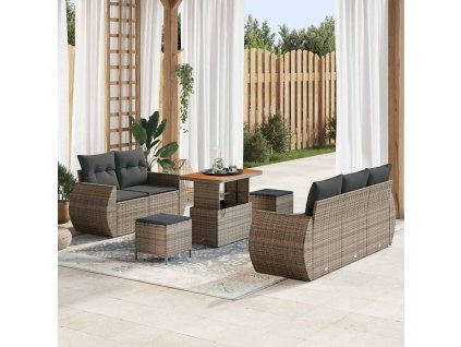 Sada zahradních pohovek 8 pcs Šedá polyratan 3361823