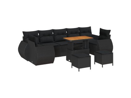 Sada zahradních pohovek 10 pcs Černá polyratan 3361859