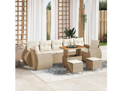 Sada zahradních pohovek 10 pcs Béžová polyratan 3361861