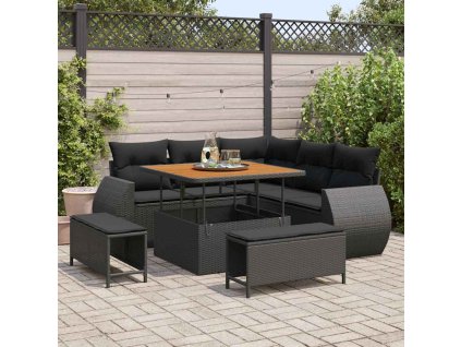 Sada zahradních pohovek 8 pcs Černá polyratan 3361864