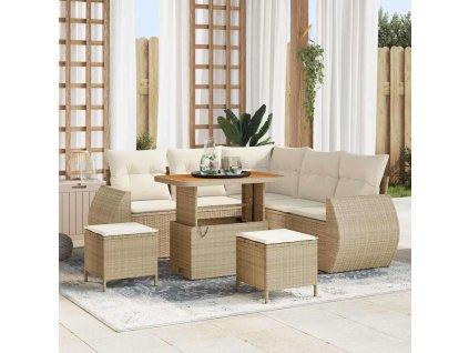 Sada zahradních pohovek 8 pcs Béžová polyratan 3361876