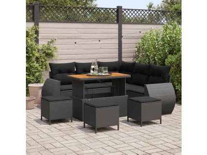 Sada zahradních pohovek 9 pcs Černá polyratan 3361879