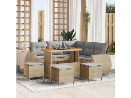 Sada zahradních pohovek 9 pcs Béžová polyratan 3361882