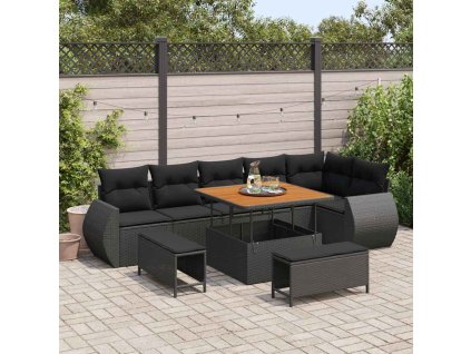 Sada zahradních pohovek 9 pcs Černá polyratan 3361884