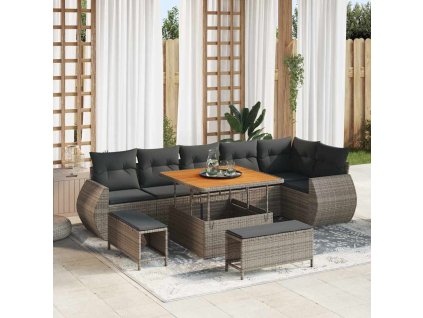 Sada zahradních pohovek 9 pcs Šedá polyratan 3361888