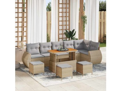 Sada zahradních pohovek 10 pcs Béžová polyratan 3361902