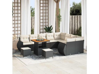 Sada zahradních pohovek 12 pcs Černá polyratan 3361910