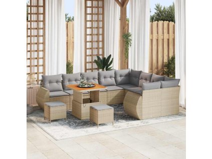 Sada zahradních pohovek 12 pcs Béžová polyratan 3361912