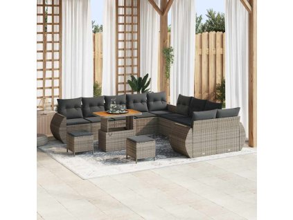 Sada zahradních pohovek 13 pcs Šedá polyratan 3361938