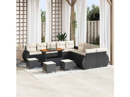 Sada zahradních pohovek 14 pcs Černá polyratan 3361940