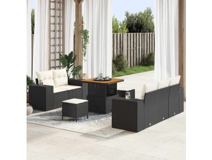 Sada zahradních pohovek s polštářem 8 pcs Černá polyratan 3361945