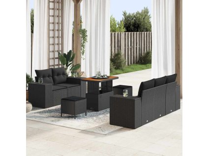 Sada zahradních pohovek s polštářem 8 pcs Černá polyratan 3361949