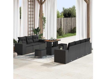 Sada zahradních pohovek 10 pcs Černá polyratan 3361969