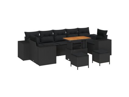 Sada zahradních pohovek 10 pcs Černá polyratan 3361989