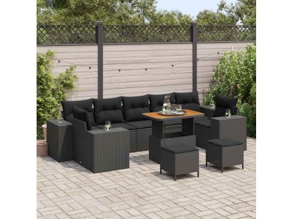 Sada zahradních pohovek 10 pcs Černá polyratan 3361989