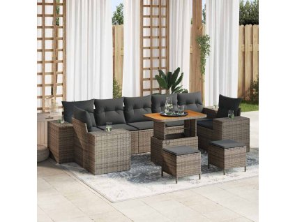 Sada zahradních pohovek 10 pcs Šedá polyratan 3361993