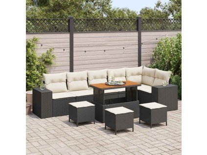 Sada zahradních pohovek 10 pcs Černá polyratan 3362030