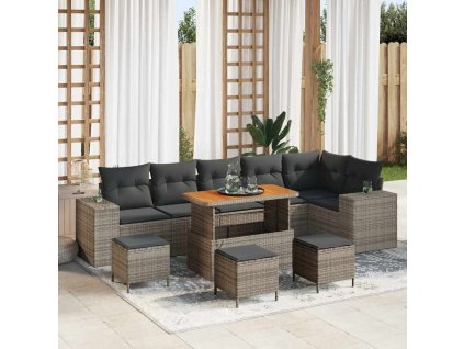 Sada zahradních pohovek 10 pcs Šedá polyratan 3362033