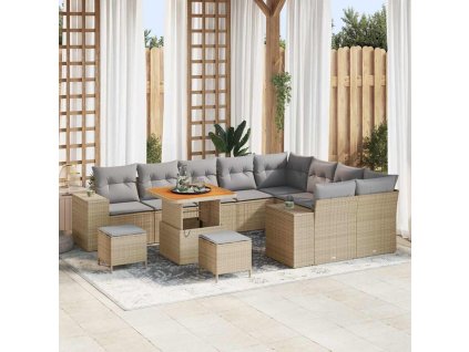 Sada zahradních pohovek 12 pcs Béžová polyratan 3362042