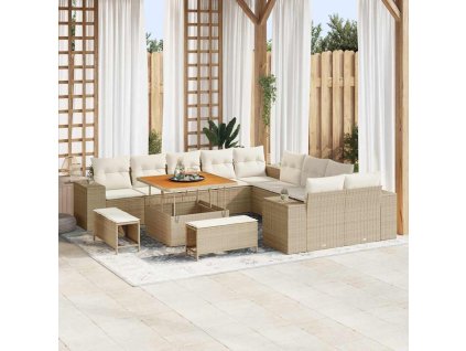 Sada zahradních pohovek s polštářem 13 pcs Béžová polyratan 3362056