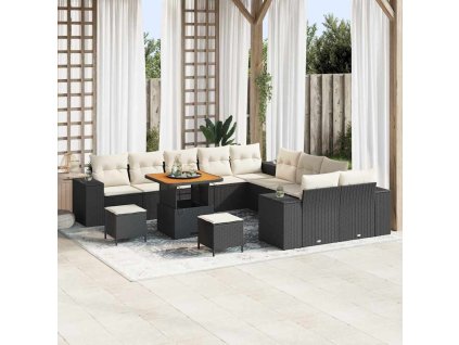 Sada zahradních pohovek s polštářem 13 pcs Černá polyratan 3362060