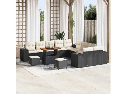 Sada zahradních pohovek s polštářem 13 pcs Černá polyratan 3362065