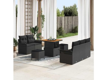 Sada zahradních pohovek 8 pcs Černá polyratan 3362074