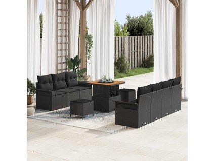 Sada zahradních pohovek 10 pcs Černá polyratan 3362094