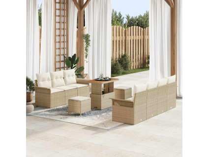 Sada zahradních pohovek 10 pcs Béžová polyratan 3362101