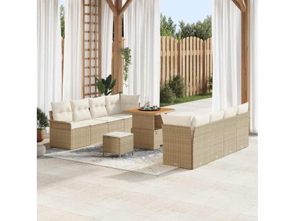 Sada zahradních pohovek 11 pcs Béžová polyratan 3362106