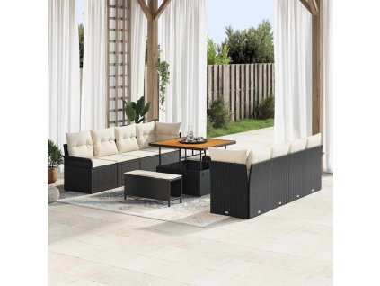 Sada zahradních pohovek 11 pcs Černá polyratan 3362115