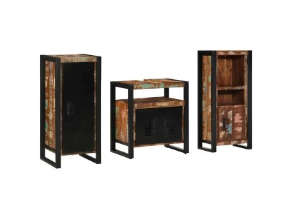 Sada koupelnového nábytku 3 pcs Hnědá Masivní obnovované dřevo 3305621