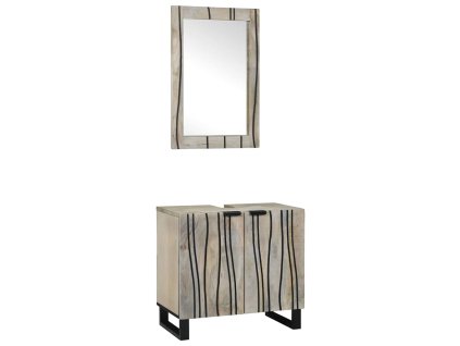 Sada koupelnového nábytku 2 pcs Bílá Masivní hrubé dřevo mango 3310048