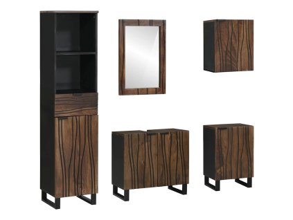 Sada koupelnového nábytku 5 pcs Bílá Masivní hrubé dřevo mango 3310057