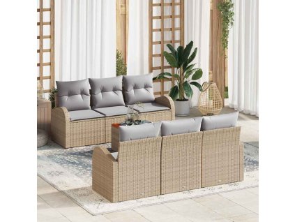Sada zahradních pohovek 7 pcs Béžová Poly ratan 3347525