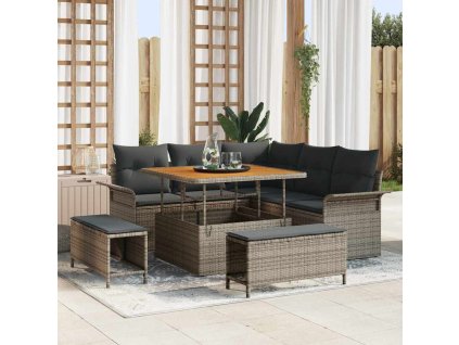 Sada zahradních pohovek 8 pcs Šedá polyratan 3362128