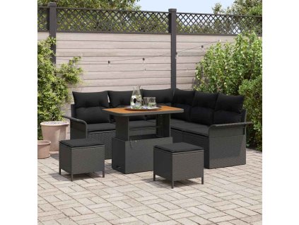 Sada zahradních pohovek 8 pcs Černá polyratan 3362134